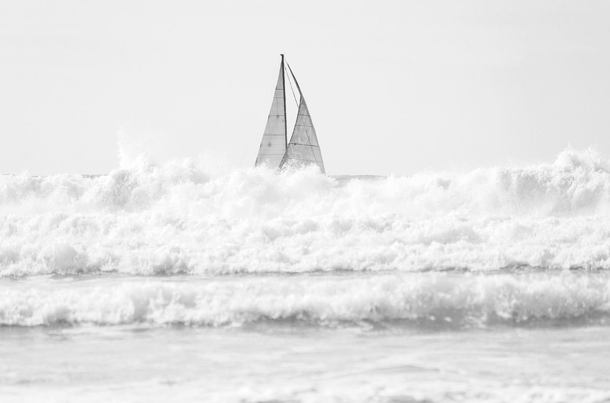 Photorealistic Landscape Photograph By Andrew Lever, 60 X 40, Sailing In The Surf, Original Artwork