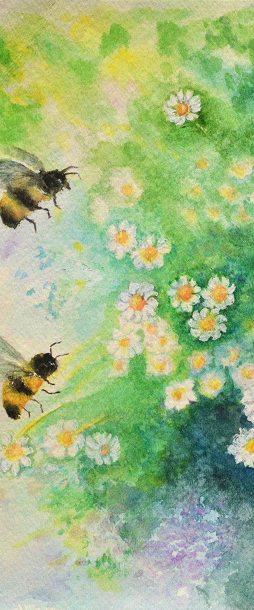 One with daisies and bees by Neha Soni