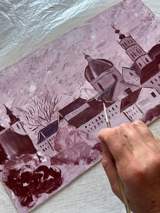 Lviv City Rooftops Painting