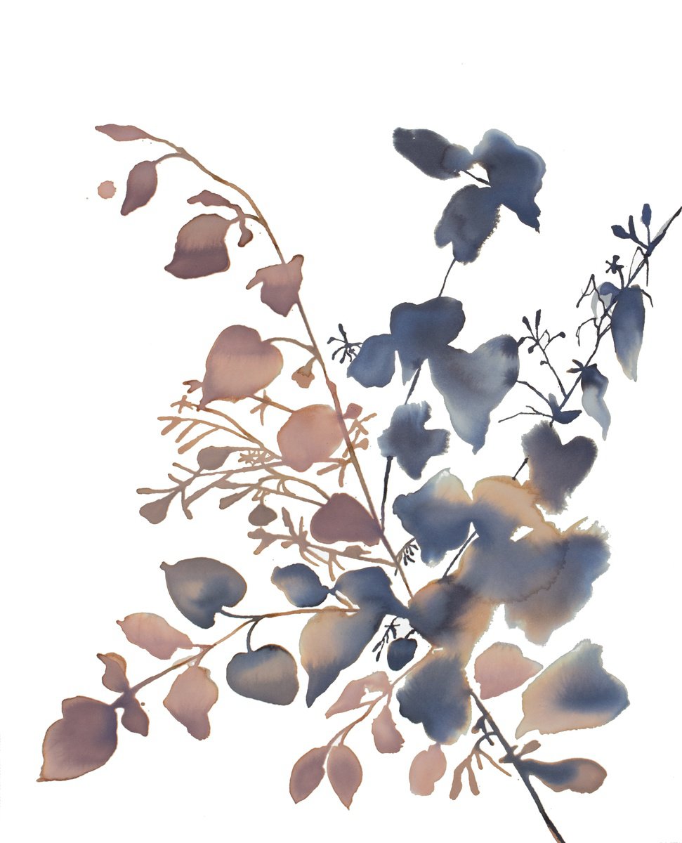 Expressive Botanical Watercolour By Elizabeth Becker, 16 X 20, Shadow Study No. 10, Original Artwork