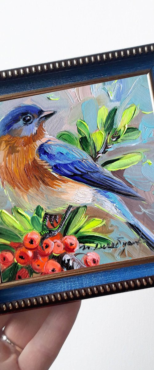 Estern Bluebird painting by Nataly Derevyanko