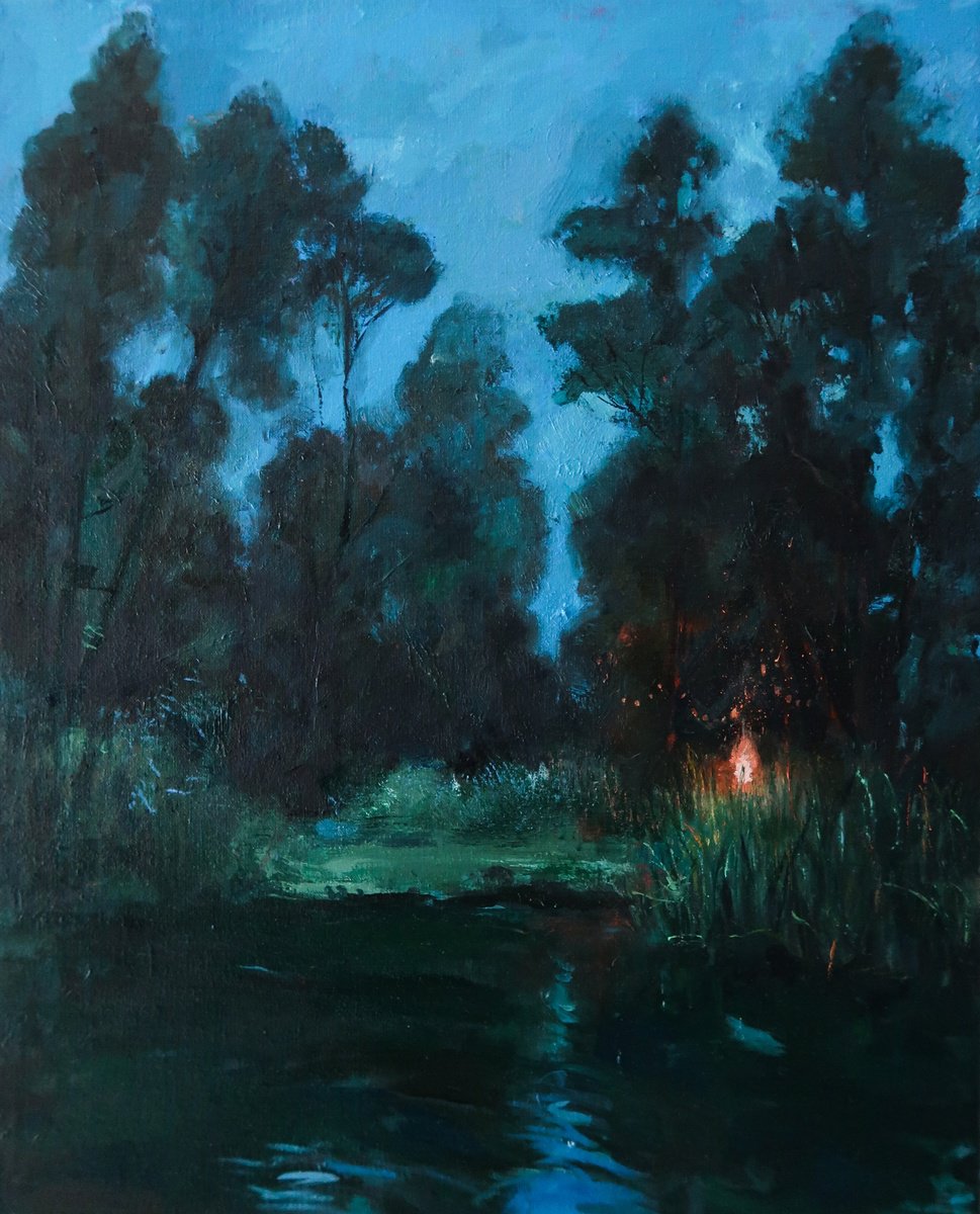 Campfire in the distance by Roeland Kneepkens
