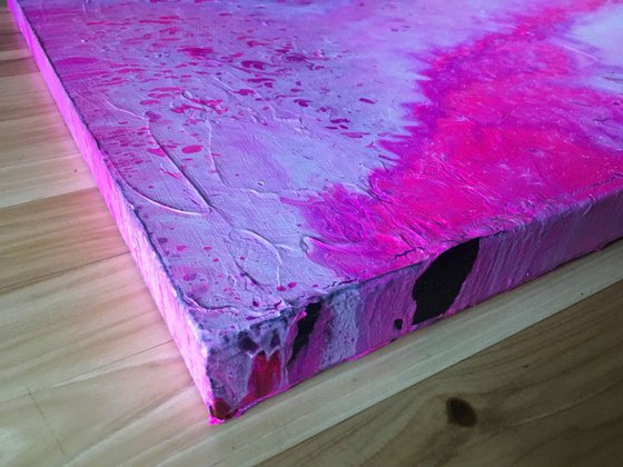 "Manifesting In Magenta" - FREE USA SHIPPING - Original Abstract PMS Fluid Acrylic Painting - 24 x 24 inches