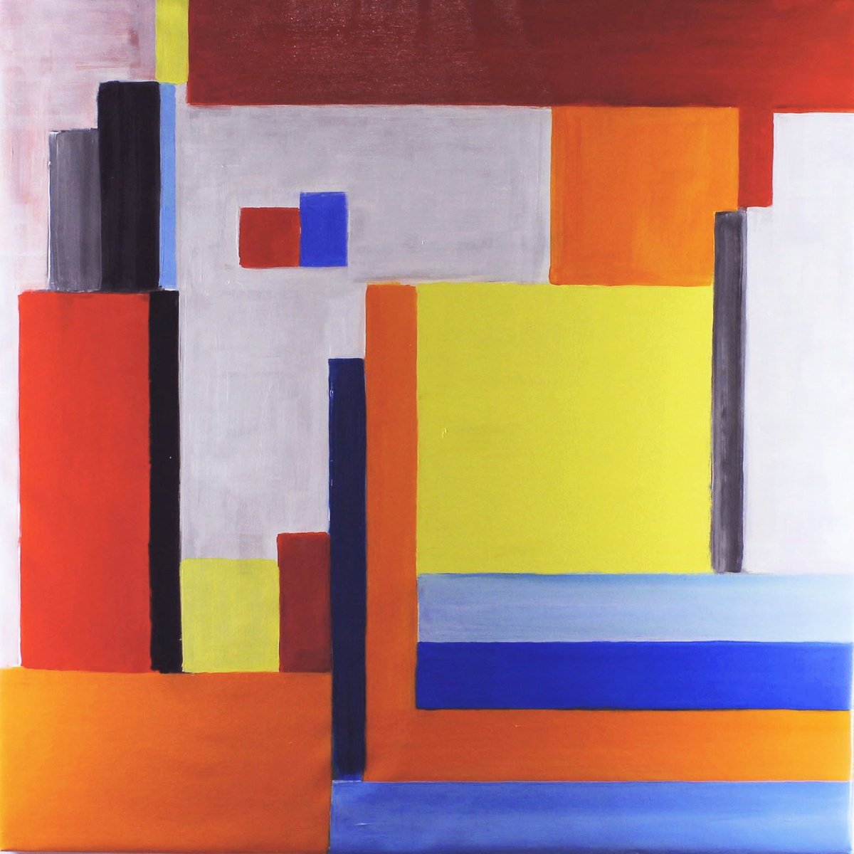 Geometric Abstract Acrylic Painting By Alessandro Butera, 41 X 41, Geometric 1, Original Artwork