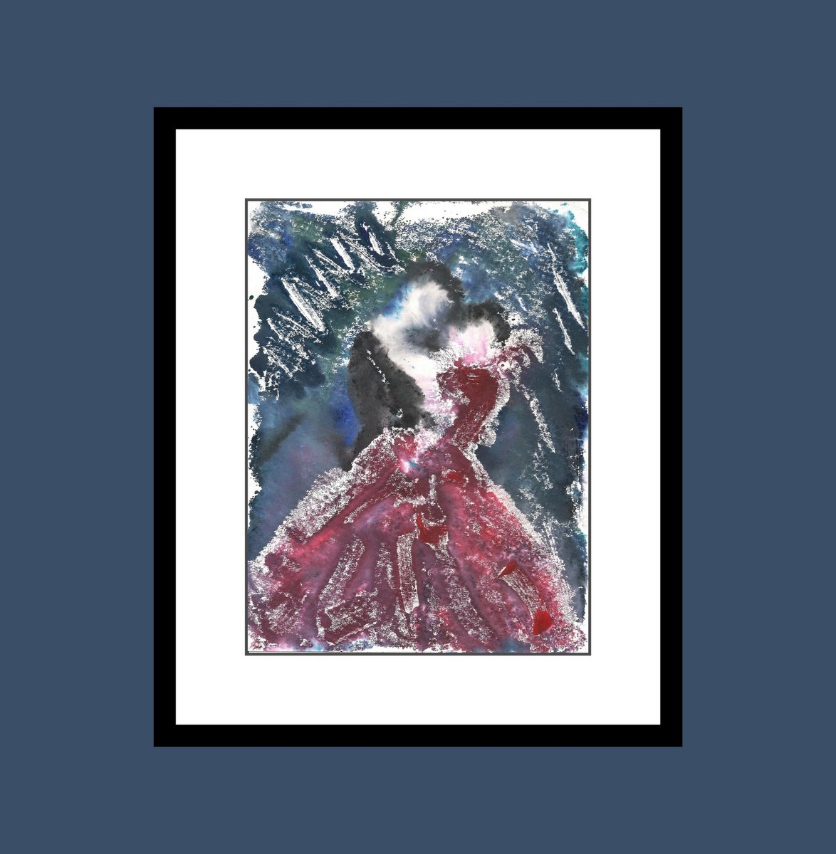 Expressive Portrait Limited Edition Print By Asha Shenoy, 8 X 11, Romantic Valentine Couple 2, Original Artwork