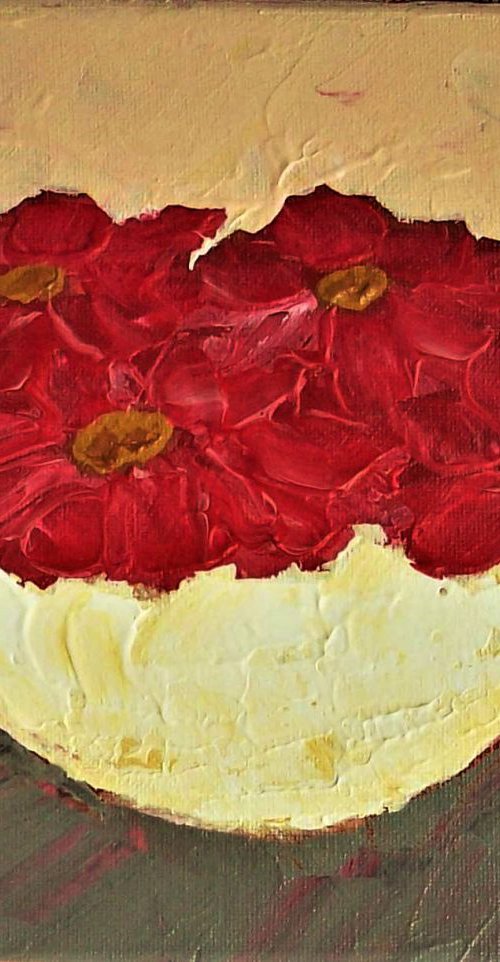 Red Daisies in a Bowl by David J Edwards