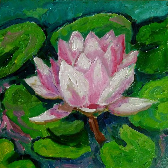 Lotus Flower Painting Water Lily Artwork Small Floral Wall Art