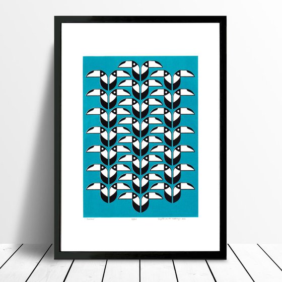 toucans (turquoise) - Unframed - FREE Worldwide Delivery