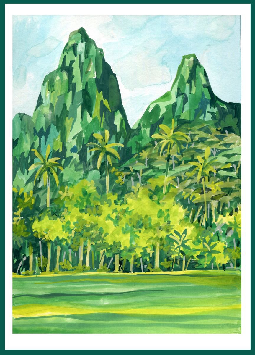 Impressionistic Painting , Moorea-Frenchpolynesia-Study_03 By Andre Baldet, 9 X 13, Artwork For Sale On Artfinder