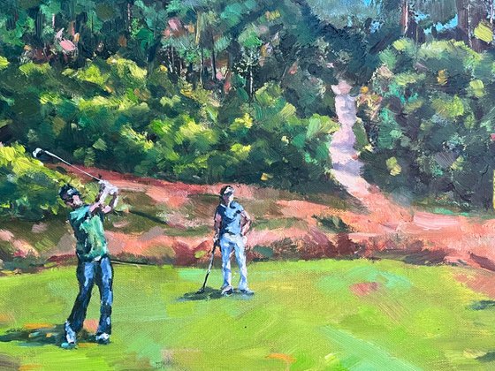Golfers at Burley, New Forest (Plein Air)