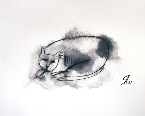 Cat III... /  ORIGINAL PAINTING by Salana Art Gallery