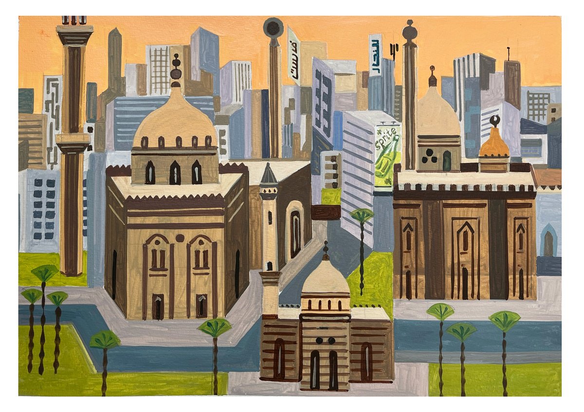 Urban And Pop Acrylic Painting , Cairo-03 By Andre Baldet, 19 X 13, Artwork For Sale On Artfinder
