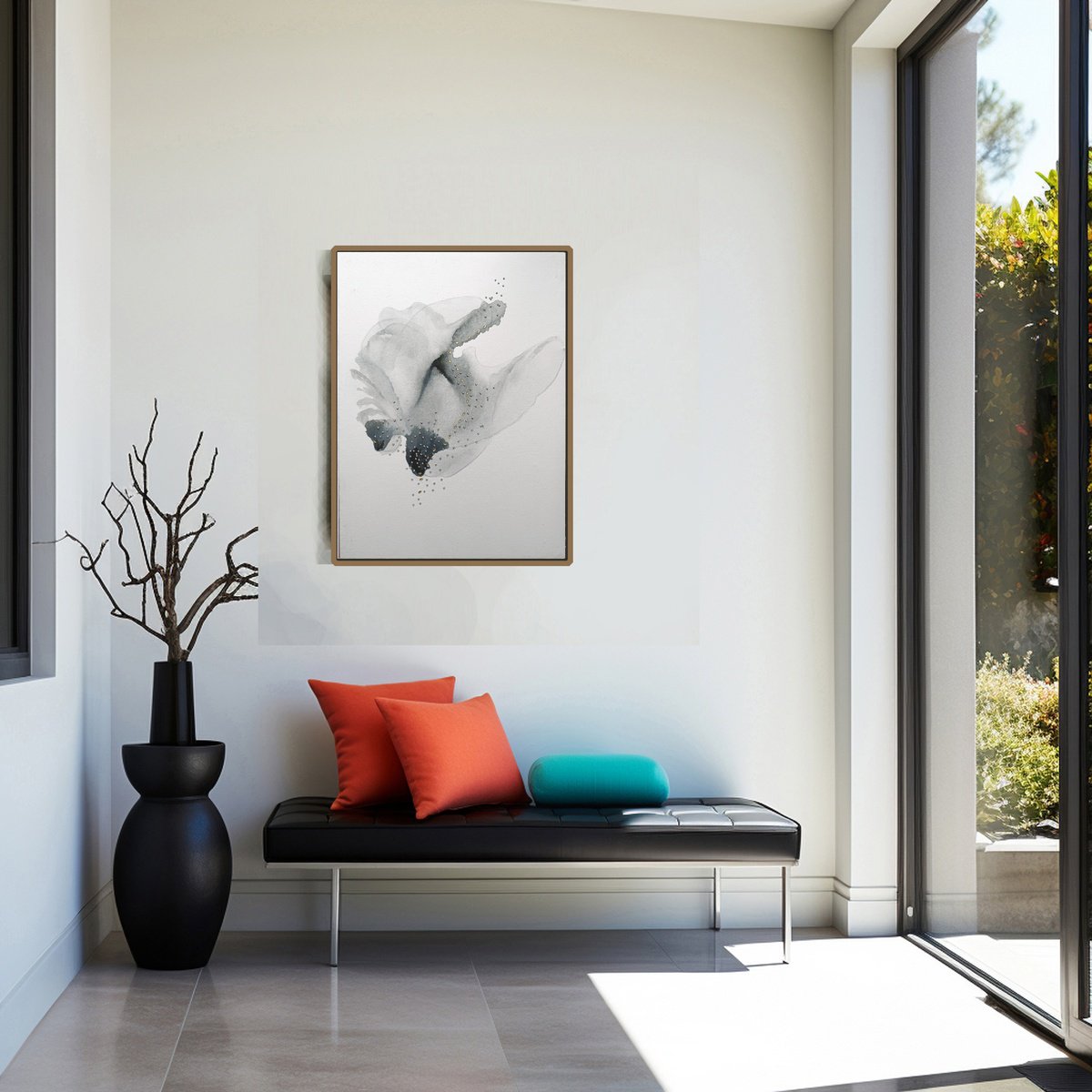 Geometric Abstract Painting By Vishalandra Dakur, 15 X 19", Golden Embrace, Original Artwork