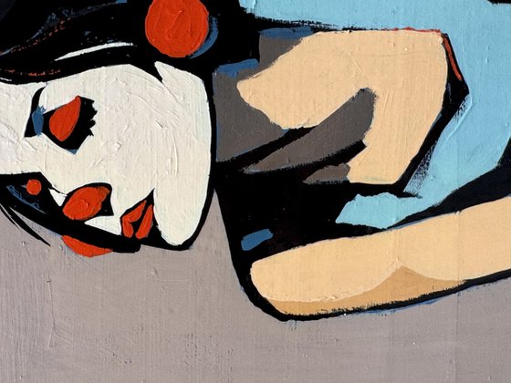 Clown Woman Painting - Original Art 8x8 inch