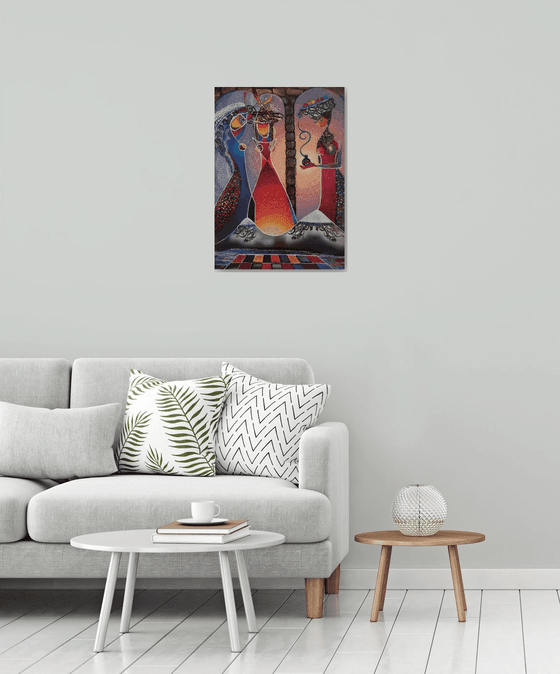 Armenian motives (70x50cm, oil painting, modern art, ready to hang, music painting)