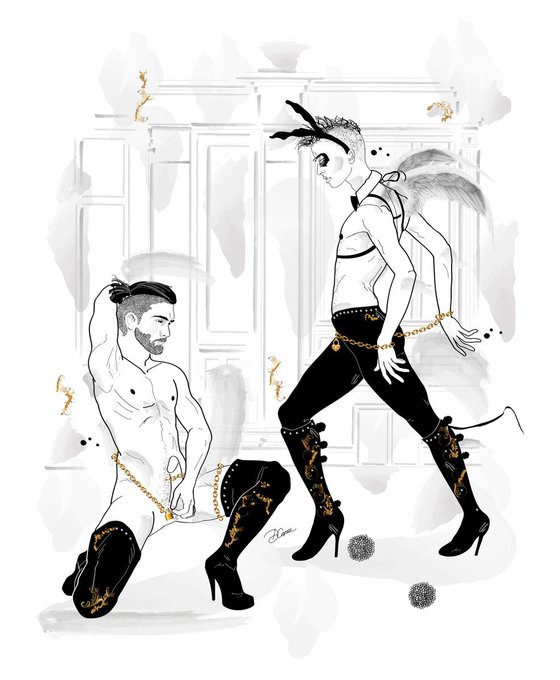 Aaron and Nicholas - gay art - gay - gay love - male nude - bdsm - bondage - sex - erotic