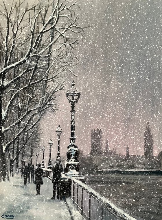 South Bank in the snow, London.