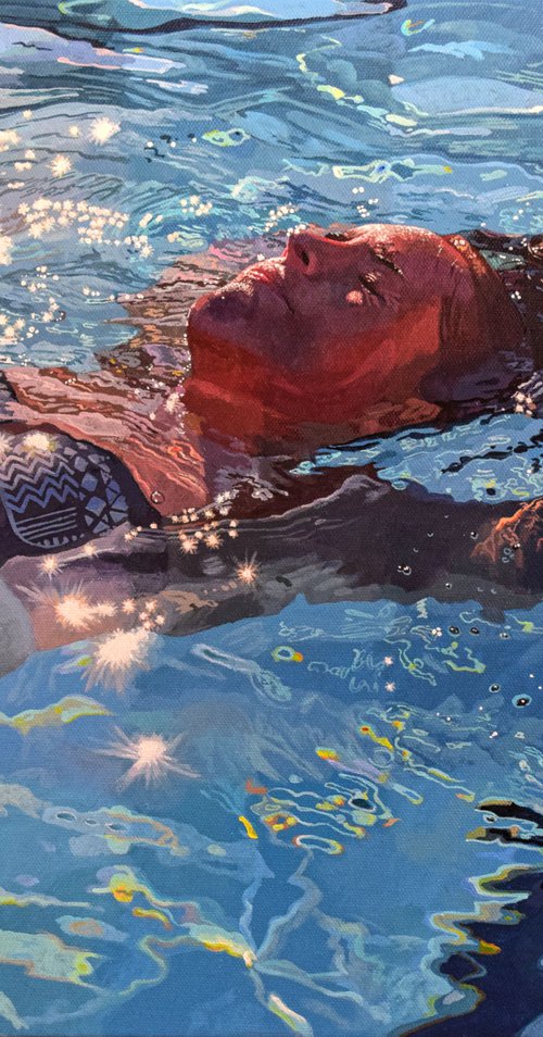 Liquid Light II - Swimming Painting by Abi Whitlock