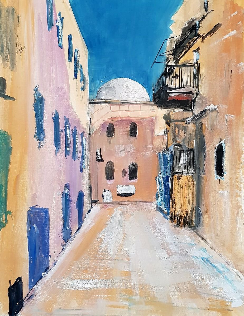 Impressionistic Cityscapes Painting By Leonid Kirnus, 10 X 13", Old City 3, Original Artwork