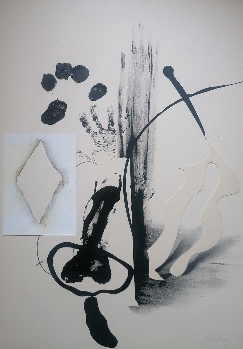 Surrealistic Abstract Acrylic Painting By Stefano Mazzolini, 28 X 39", Palmata, Original Artwork