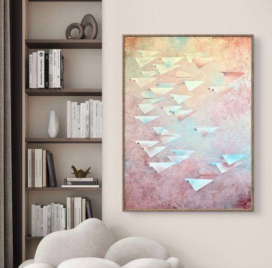 Paper Dreams in the Pink Sky, Origami # 1