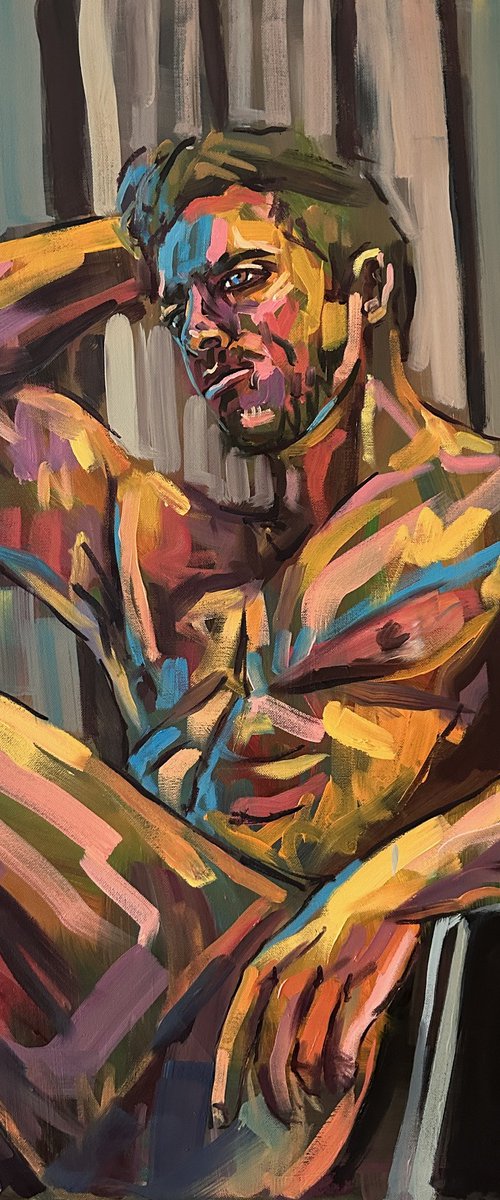 Male nude oil painting by Emmanouil Nanouris