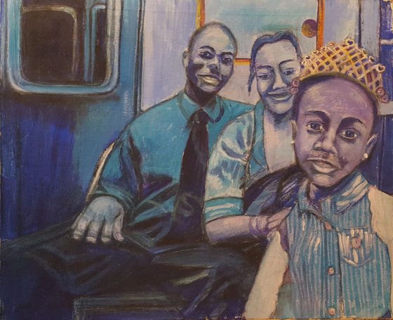 Turquoise Subway Family (On the C-Train in New York City)