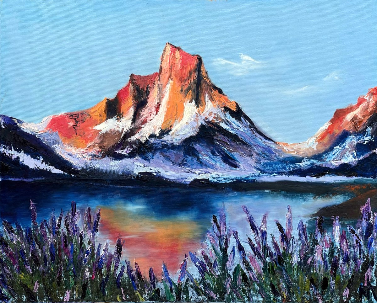 Impressionistic Landscape Oil Painting By Anastasiia Novitskaya, 20 X 16, Red Mountains, Original Artwork