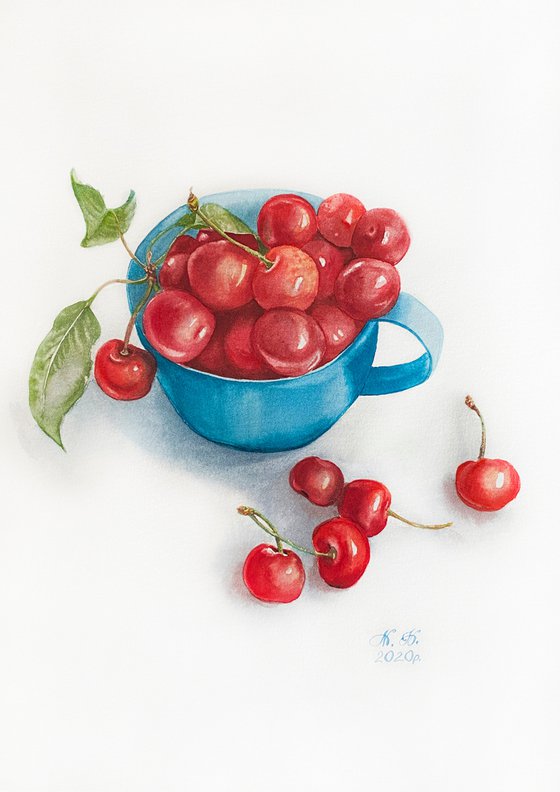 Cherries from my garden. Original watercolour arwork.