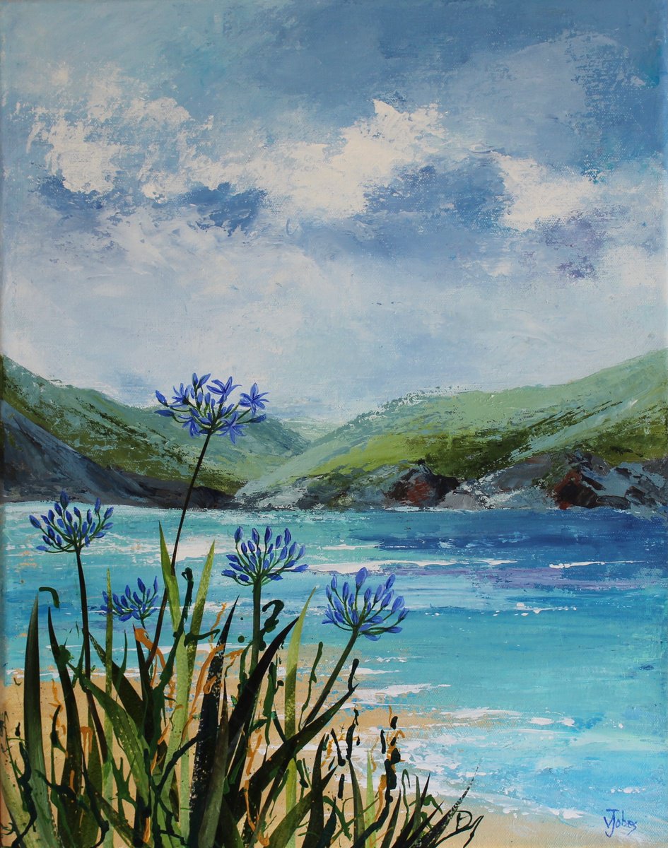 Impressionistic Landscape Acrylic Painting By Valerie Jobes, 14 X 18", Time To Stand And Stare, Original Artwork