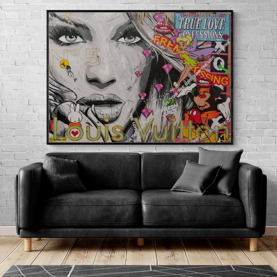 Pixie Romance 140cm x 100cm Textured Urban Pop Art