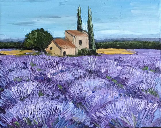 Provence lavender fields oil painting