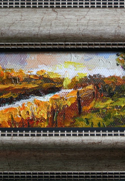 LANDSCAPE VII. FRAMED / FROM MY A SERIES OF MINI WORKS LANDSCAPE / ORIGINAL PAINTING by Salana Art / Svetlana Samovarova