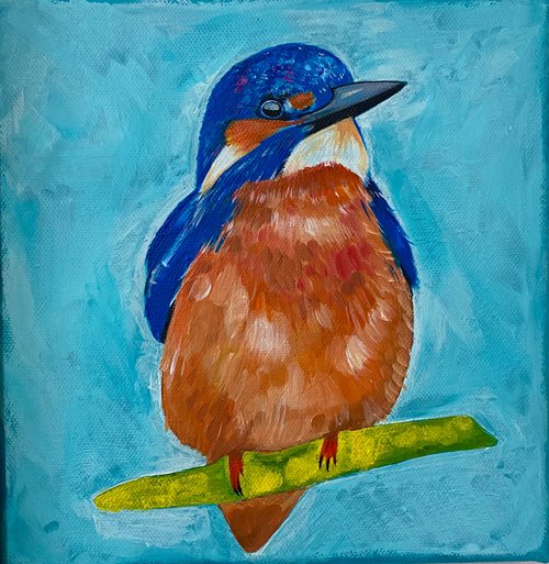 Kingfisher acrylic painting by Bethany Taylor