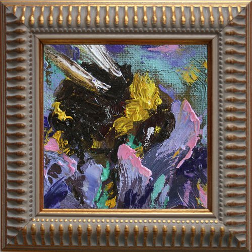 BUMBLEBEE 09 framed / FROM MY SERIES "MINI PICTURE" / ORIGINAL PAINTING by Salana Art Gallery