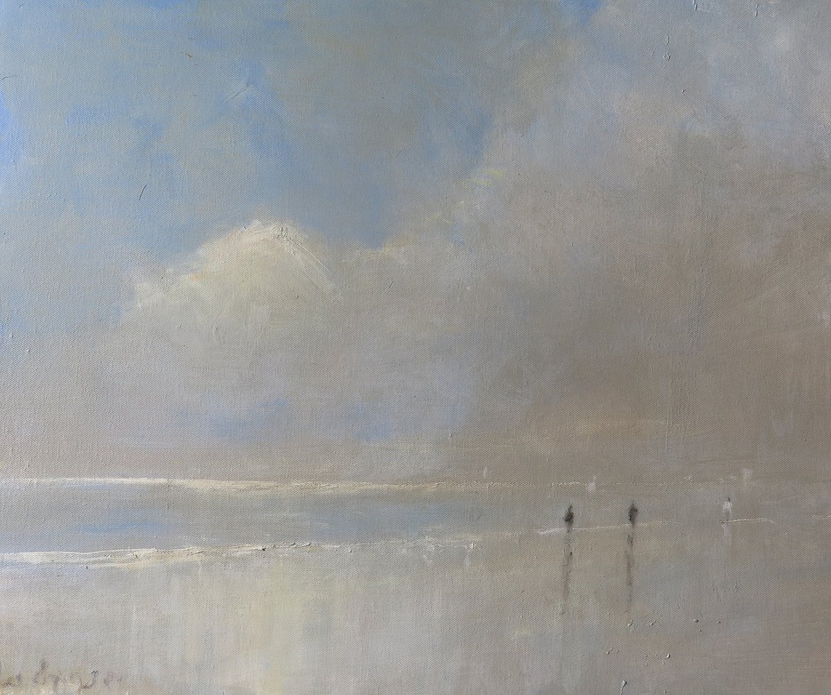 Impressionistic Landscape Oil Painting By Malcolm Ludvigsen, 24 X 20", Bridlington Sea Fret, Original Artwork
