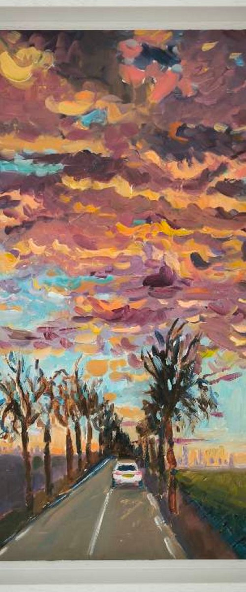 STORMY SKY OVER FAVORITE ROAD by Linda Clerget