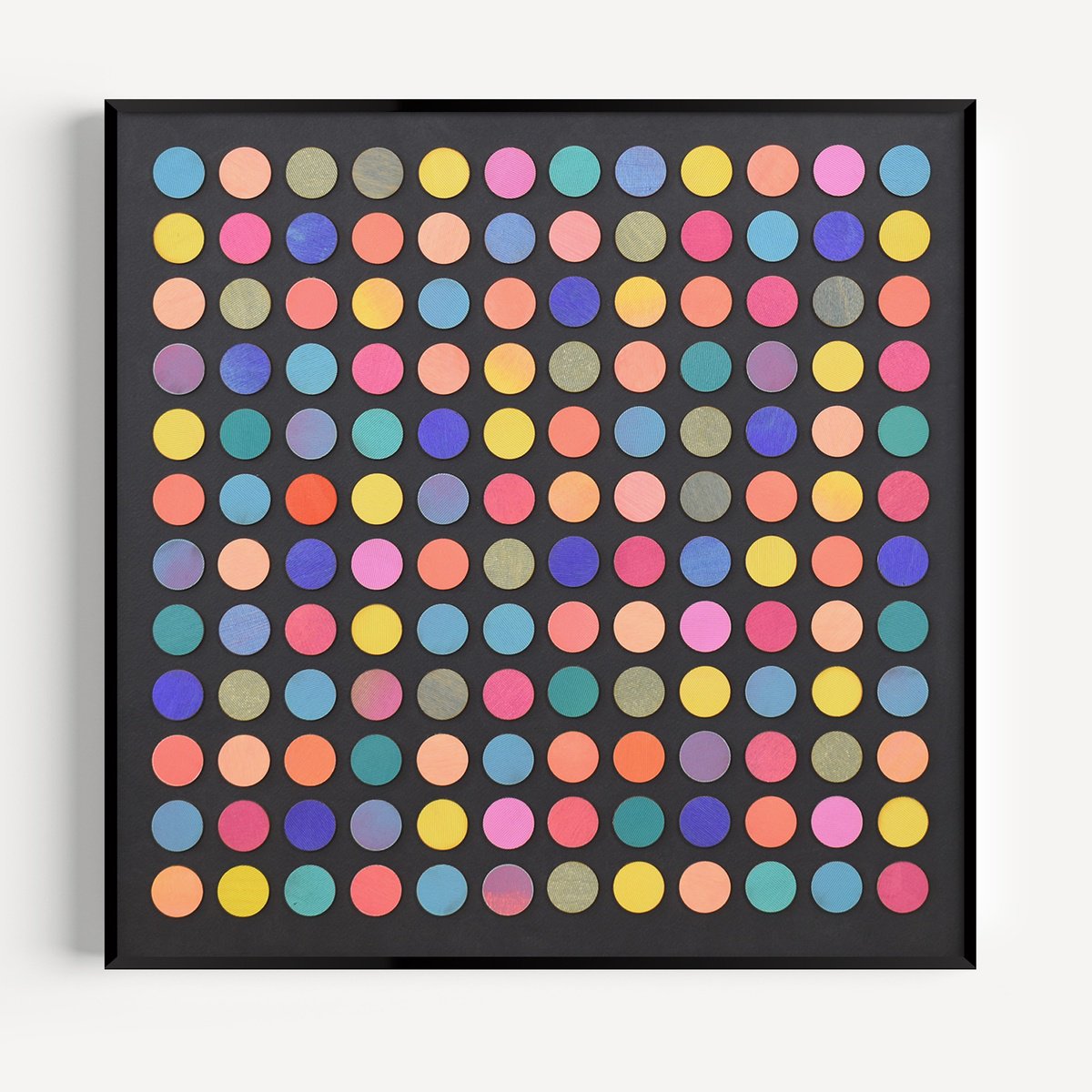 Geometric Abstract Painting By Amelia Coward, 22 X 22, Black & Blue, Original Artwork