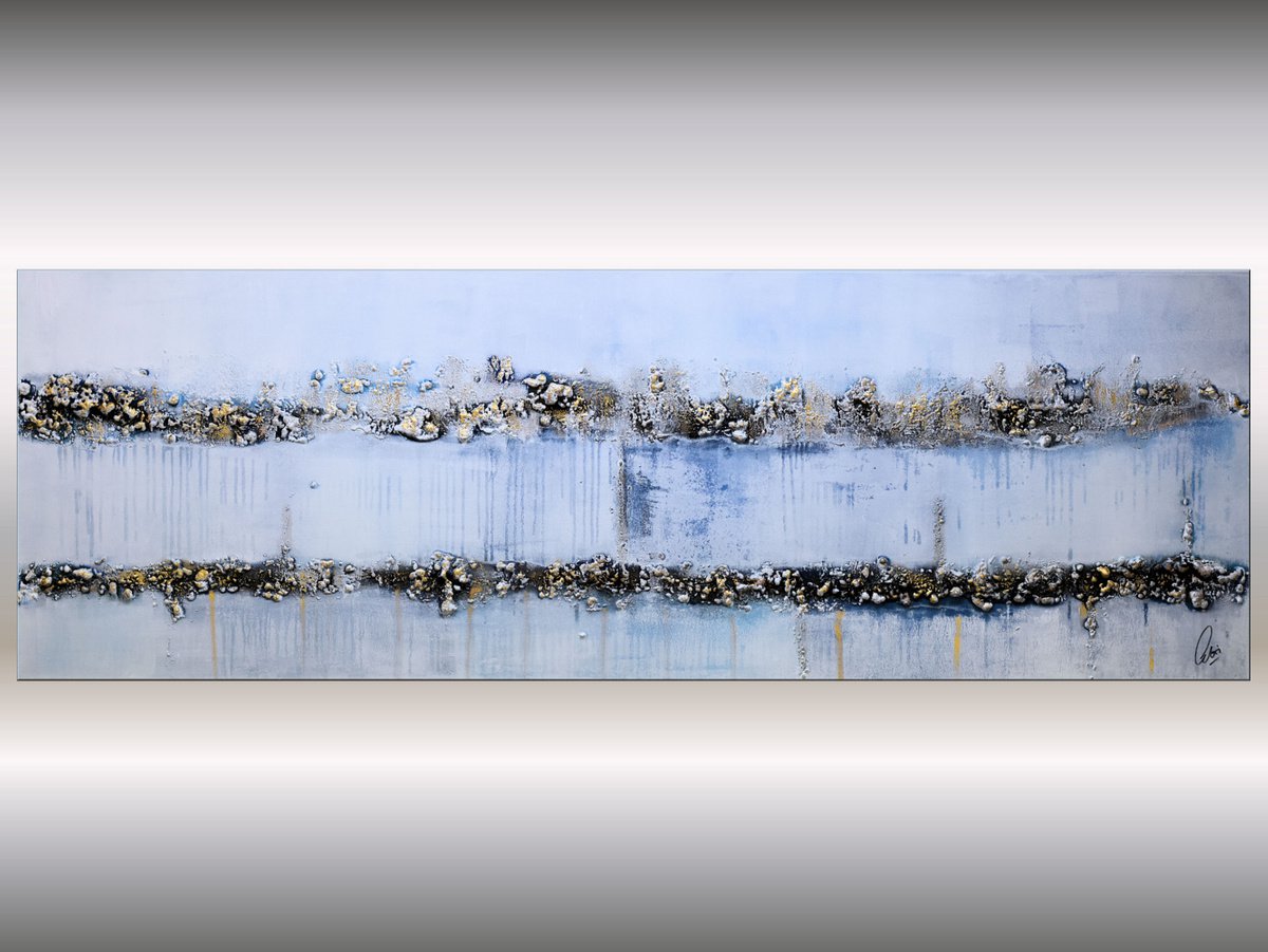 Golden Way - abstract painting- large artwork- canvas art- wall art - heavily textured art... by Edelgard Schroer