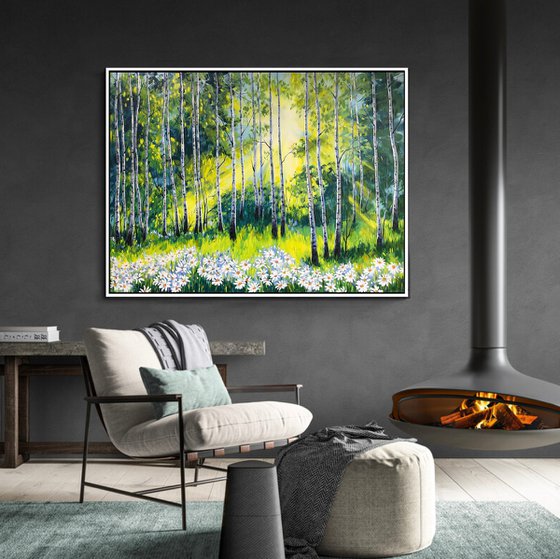Birch Grove and Daisies