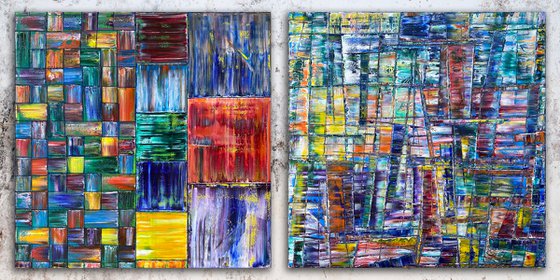 "Structural Integrity" - FREE International Shipping and Save As A Series - Original Xt Large PMS Abstract Diptych Oil Paintings On Canvas - 120" x 60"