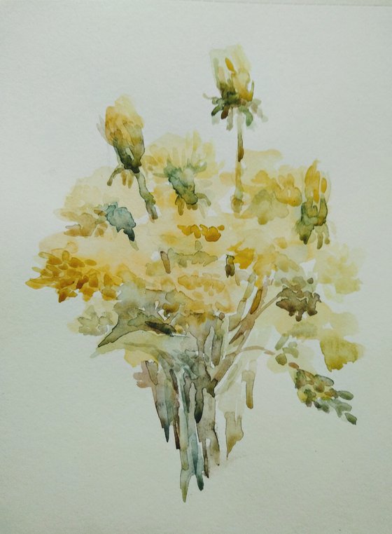 Bouquet of sentiments. Original watercolor painting
