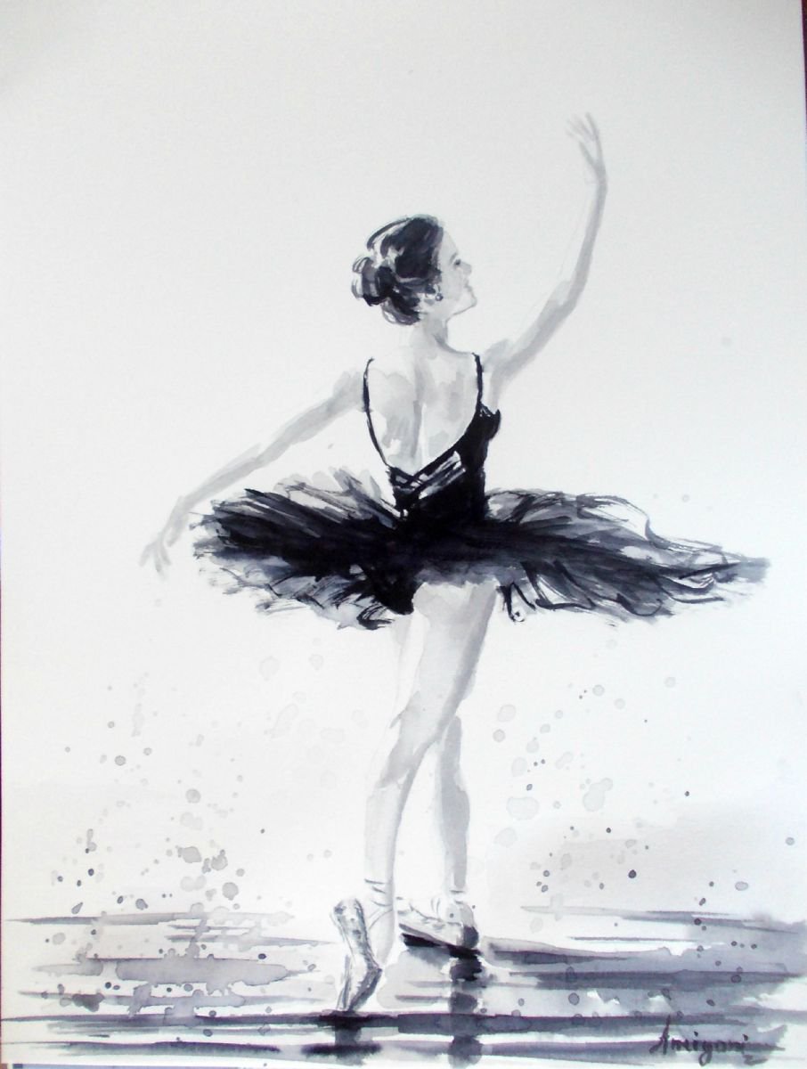 Балерина картина черно белая