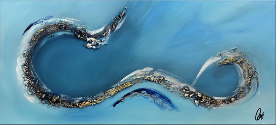 Deep Blue - Abstract Art - Acrylic Painting - Canvas Art - Framed Painting - Abstract Sea Painting - Ready to Hang