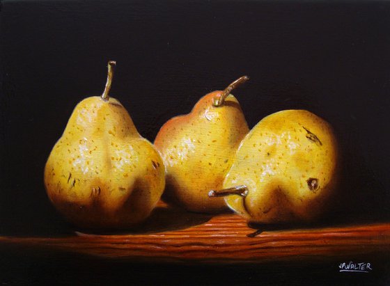 Three pears in chiaroscuro