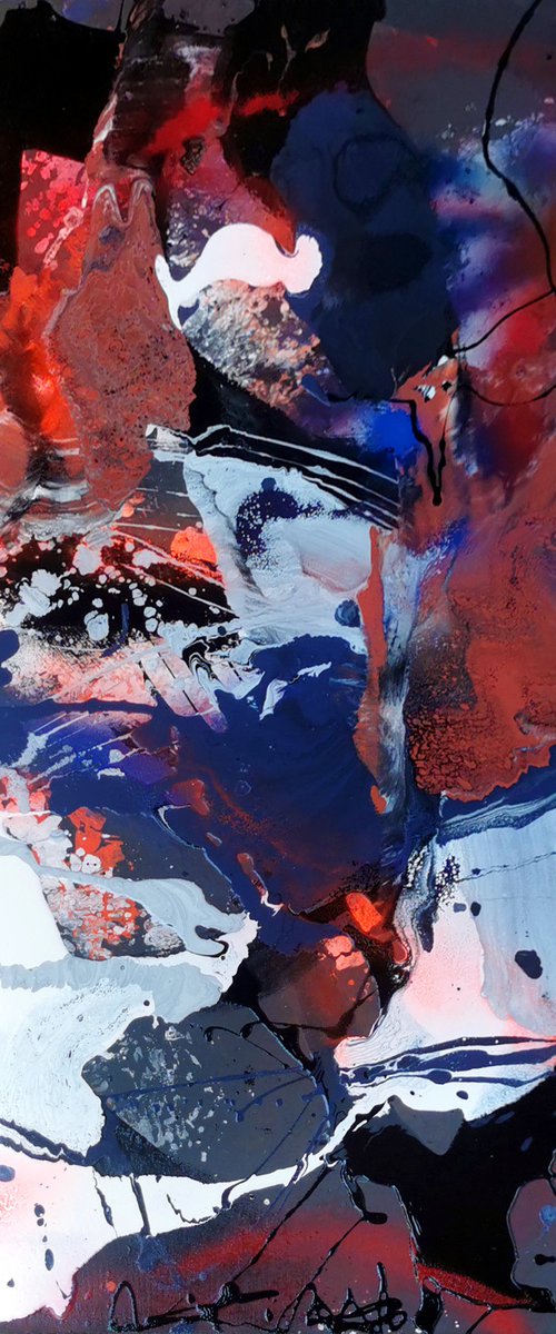 Two seconds after the piano stopped Large Unique Abstract Painting On Wood By Master Kloska by Kloska Ovidiu