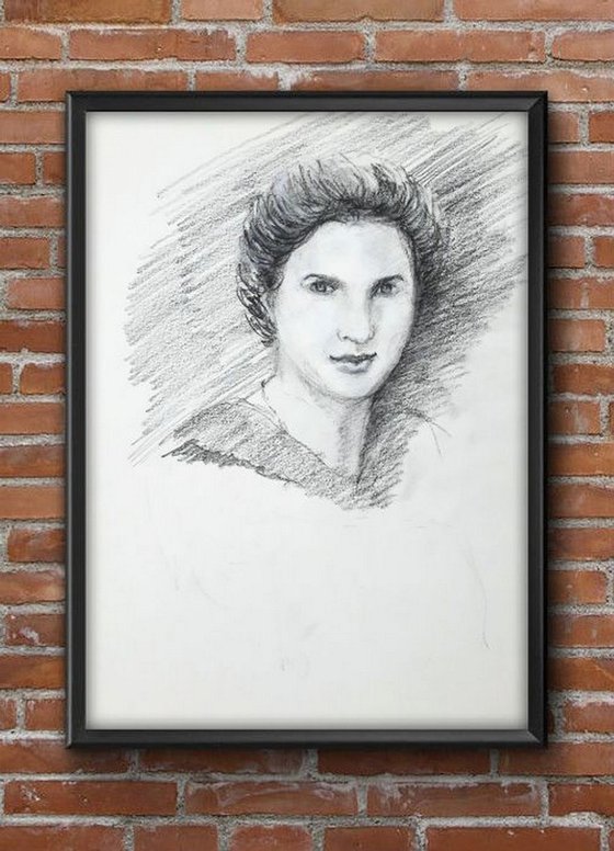 Portrait sketch in charcoal