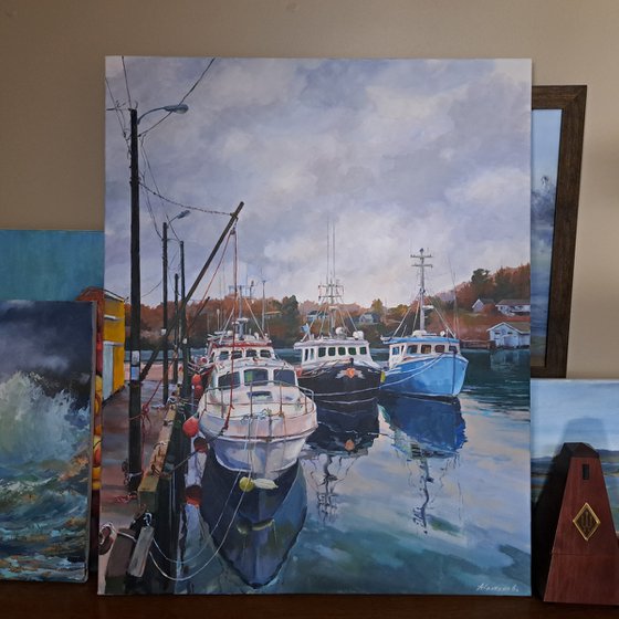 Autumn boats (24x30x0.7'')