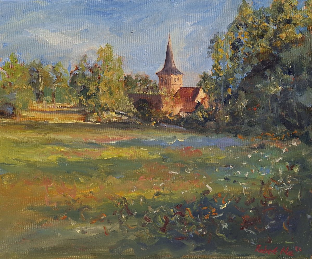 Impressionistic Landscape Oil Painting By Robert Mee, 18 X 15", Chassignolles, Central France, Original Artwork