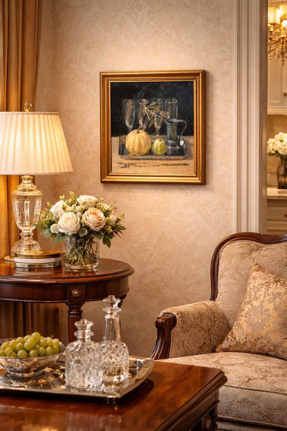 Still life with a black background